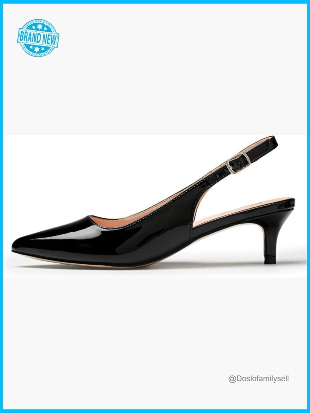 Kitten Heels Slingback Pumps Pointed Closed Toe Ankle Strap Wedding Formal